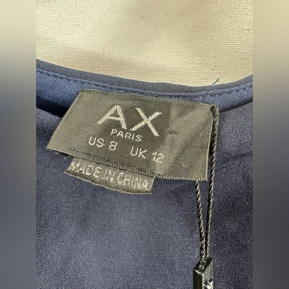 Ax Paris Tie Waist Midi Dress- Navy- Size 8 US/ 12 UK- NWT Missing Belt - Picture 4 of 8